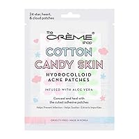 The Crème Shop Cotton Candy Skin - Hydrocolloid Acne Patches, Acne Healing Dots, Acne Stickers, Acne Treatment Patches | Ultra Aloe Boost - 3 sizes, 72 patches
