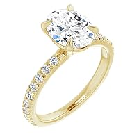 14K Solid Yellow Gold Handmade Engagement Ring 3 CT Oval Cut Moissanite Diamond Solitaire Wedding/Bridal Ring for Women/Her Bridal Ring