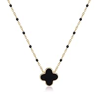 YADUDA Dainty Four Leaf Clover Choker Necklace Colorful Tiny Cute Clover Pendant Necklaces for Women 18K Gold Plated Stainless Steel Lucky 4 Leaf Pendant Jewelry