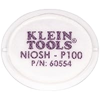 Klein Tools 60554 Respirator Mask Replacement Filter, Low-Profile, for P100 Half-Mask Respirators (Cat. Nos. 60552 and 60553), 2-Pack