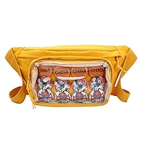Fanny Pack Ita Bag Crossbody Kawaii Cute Pin Display Bag Messenger Japanese Transparent Clear Waist Bags (Yellow)