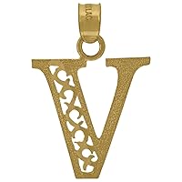 10k Gold Dc Mens Letter V Height 22mm X Width 15.3mm Initial Charm Pendant Necklace Jewelry Gifts for Men
