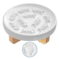 Raised Cat Dog Slow Feeder Bowl with Stand, Cat Bowls for Slow Eating, Ceramic Elevated Slow Feed Cat Bowls, Pet Bowl for Cat and Dog, Cat Puzzle Feeder for Healthy Eating Diet, 3'' High, 8.5'' Wide