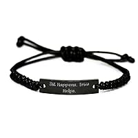 Inspire Trivia Gifts, Shit Happens. Trivia Helps, Cool Birthday Black Rope Bracelet Gifts For Friends From Friends, Best trivia games, Trivia board games, Trivia party games, Fun trivia facts,