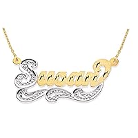 Rylos Necklaces For Women Gold Necklaces for Women & Men 14K Yellow Gold or White Gold Personalized Diamond Look Satin Finish Nameplate Necklace Special Order, Made to Order Necklace