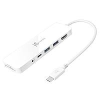 j5create USB-C Mini Hub - 4K HDMI, 2 x USB 3.1 5Gbps, microSD & SD Card Reader, 3.5mm Audio Jack, 60W PD Pass-Through Charging (JCD373) (Renewed)