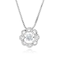 Dancing CZ Heart Pendant Necklace for Women in Sterling Silver with 18 Inch Box Chain