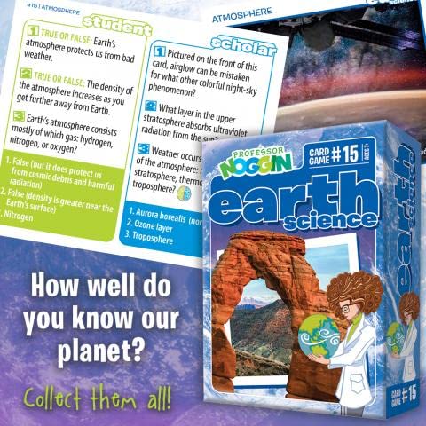 Professor Noggin's Earth Science Trivia Card Game - an Educational Trivia Based Card Game for Kids - Trivia, True or False, and Multiple Choice - Ages 7+ - Contains 30 Trivia Cards
