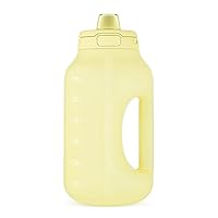 Ello Hydra 64oz Half Gallon Water Jug with Handle and Motivational Time Markers for All Day Hydration, Plastic Reusable Water Bottle with Straw and Locking, Leak Proof Lid, BPA Free