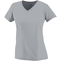 Augusta Sportswear Ladies Moisture-Wicking V-Neck T-Shirt, XL, Silver