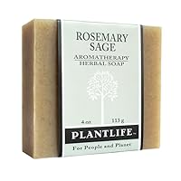 Plantlife Rosemary Sage Bar Soap - Moisturizing and Soothing Soap for Your Skin - Hand Crafted Using Plant-Based Ingredients - Made in California 4oz Bar