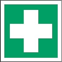 ISO Safety Label Sign - First Aid Symbol - Self adhesive sticker 100mm x 100mm