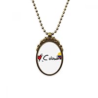 I Love Colombia Word Flag Love Heart Illustration Antique Necklace Vintage Bead Pendant Keychain