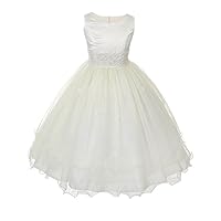 Satin Bodice Communion Dress with Floral Waistband and Tulle Skirt
