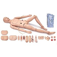 Teaching Model,Nursing Skills Training Manikin Patient Care Life Size 63in Full Body Mannequin with Interchangeable Genital and Bedsore Modules and Trauma Modules for Nursing Medic