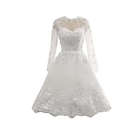 Women's Lace Appliques Pearls Bridal Gowns 2 in 1 Ball Gown Wedding Dresses with Detachable Train