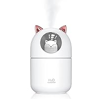 Small Humidifiers in Car,300ML Portable Air Mini Humidifier,Waterless Auto-Off Cool Mist Diffuser for Bedroom,Kid Babyroom,Home,Office Desktop,Travel,USB plug in,2 Mist Modes,Quiet,White