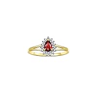 Halo Ring: Diamonds, 6X4MM Pear-Shaped Gemstone - Women's Color Stone Birthstone Jewelry - Elegant Yellow Gold Plated Silver Ring Sizes 5-10