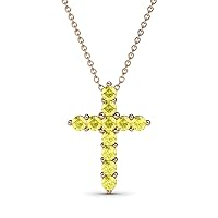 Yellow Sapphire Cross Pendant 0.61 ctw 14K Gold. Included 18 inches 14K Gold Chain.