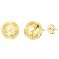 The Diamond Deal 14k REAL Yellow Gold 6MM Faceted Ball Stud Earrings For Women
