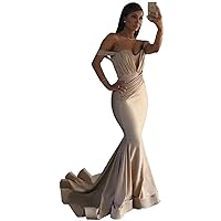 Women's Off Shoulder Mermaid Prom Dresses Satin Party Dress Formal Evening Gowns