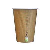 PacknWood 210GCBIO12 Compostable Paper Cup Single Wall - 12oz D:3.5in H:4.4in - 1000 pcs
