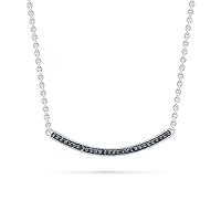 DGOLD Sterling Silver Round White Diamond Fashion Bar Necklace