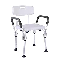 Aluminum Alloy Shower Bench,Aluminum Alloy Shower Bench with Armrest and Back Non-Slip Shower Stool Adjustable Shower Chair with Drainage Holes Multifunctional Bath Seat Bath Chair Bathing Chair