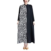 Black Vintage Striped Long Dresses for Women Long Sleeve Loose Casual Maxi Shirt Dress Clothes Spring Autumn