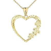 HAWAIIAN HONU TURTLES HEART PENDANT NECKLACE IN YELLOW GOLD - Gold Purity:: 14K, Pendant/Necklace Option: Pendant Only