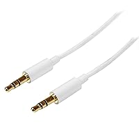 StarTech.com 3m White Slim 3.5mm Stereo Audio Cable - 3.5mm Audio Aux Stereo - Male to Male Headphone Cable - 2x 3.5mm Mini Jack (M) White (MU3MMMSWH), 10 ft