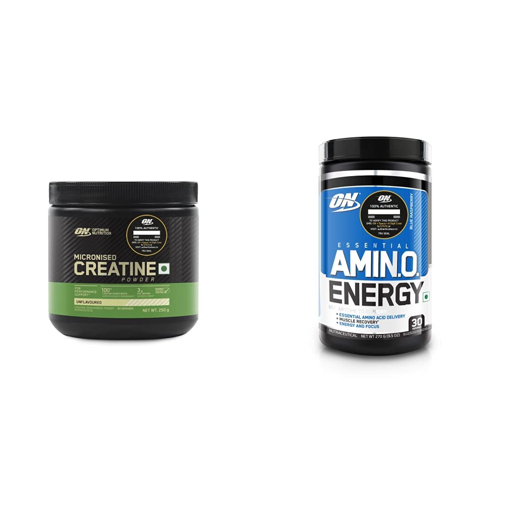 Optimum Nutrition Amino Energy - Pre Workout with Green Tea, BCAA, Amino Acids & Micronized Creatine Monohydrate Powder, Unflavored, Keto Friendly, 60 Serving