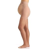 Berkshire Women's Maternity Light Support Pantyhose 5700 - Maternity Tights Over The Belly - Motherhood Hosiery - Lace Belly Panels, Reinforced Toe, 30 Denier - Pregnant Women Stocking - Natural Tan B