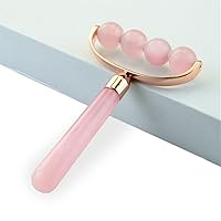 4 Beads Rose Quartz Ball Massage Stick Face Massager Lifting Slimming Remove Wrinkles Skin Detox Beauty Relax Tool 1Pcs (Color : 1pcs Large only)