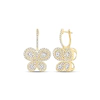 10kt Yellow Gold Womens Round White Diamond Butterfly Earrings 7/8 Cttw