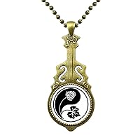 Buddhism Religion Yin-yang Flower Pattern Necklace Antique Guitar Jewelry Music Pendant