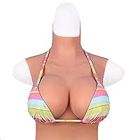Silicone Breast Lifters H Cup Touch Soft Silicone Breast Plates Cotton Filler for Drag Queen Crossdressers, Tan