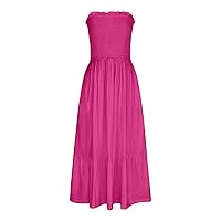 Sling Dress Backless for Women,2024 Summer Elegant Sleeveless Sling Bandeau Maxi Dress,Trendy Beach Vacation Dress