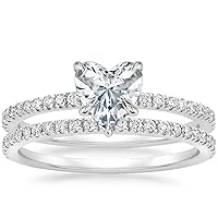 Engagement Ring with 2.00 CT Moissanite, 10K White Gold, Heart Cut Solitaire Setting