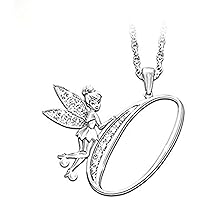 Created Round Cut White Diamond 925 Sterling Silver 14K Gold Over Diamond Fairy Initial O Letter Pendant Necklace for Women's & Girl's