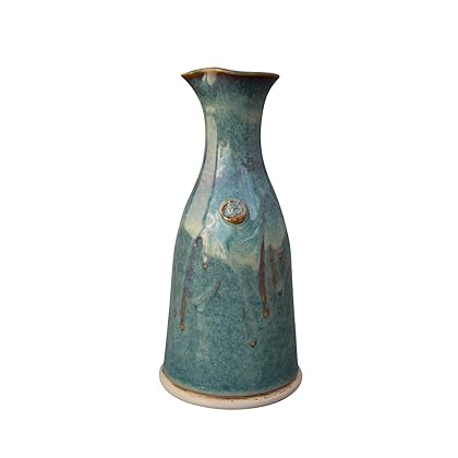 Wine Decanter Hand-Thrown Hand-Glazed in Ireland. Original Design Pottery Carafe 600ml Volume- 8 Inches Height with Celtic Spiral Symbol