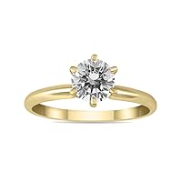 SZUL Certified 1/4 Carat - 1 Carat Diamond Solitaire Ring Available in 14K Yellow Gold (J-K Color, I2-I3 Clarity)