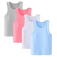 2-8 Years Little Girls Solid Colors Soft Undershirt Sleeveless Shirts 4 Pack Kids Comfort Breathable Tank Tops