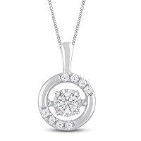 0.25 CT Round Cut Created Dancing Diamond Pendant Necklace 14K White Gold Over