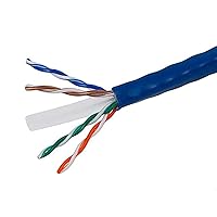 Monoprice Cat6 Ethernet Bulk Cable - Network Internet Cord, Stranded, 550Mhz, UTP, Pure Bare Copper Wire, 24AWG, 1000 Feet, Blue
