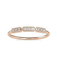 VVS Certified 10K White/Yellow/Rose Gold With 0.07 Carat Round Cut Natural Diamond Eternity Ring, Real Diamond Ring