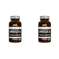 Pure & Essential Omega-3 & D3 1000iu, Fast-Acting rTG, Support Eyes, Heart & Brain Function, 1-a-Day, Highly Concentrated EPA & DHA Wild Fish Oil, Non-GMO (1) (Pack of 2)
