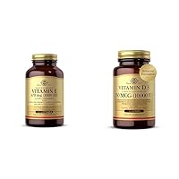 SOLGAR Vitamin E 670 mg (1000 IU), 100 Mixed Softgels - Natural Antioxidant & Vitamin D3 Cholecalciferol 250 MCG 10000 IU Softgels