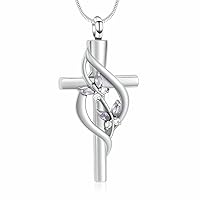 Minicremation Cremation Jewelry for Ashes - Cross Urn Necklace for Women Men Double Cross Religious Memorial Urn Locket for Loved One Ashes Funeral Keepsake Pendant, Stailess steel, not