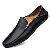 GSLMOLN Men's Premium Genuine Leather Casual Slip on Loafers Breathable Driving Shoes